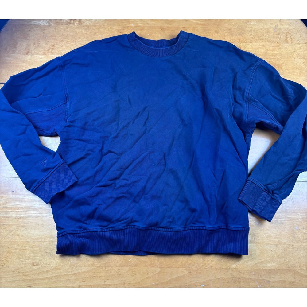 Gymshark Mens Large Navy Blue Oversized Crewneck Sweatshirt Pullover Logo